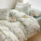 Ins Simple Flower Bed LinenTwin Full Queen King Size Bed Sheets Set Adults Kids Floral Bed Comforter Sets Bed Duvets Kawaii