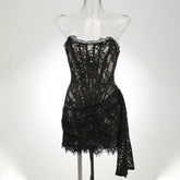 Elegant Strapless Lace Dress