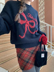 Embroidery Bow Sweater