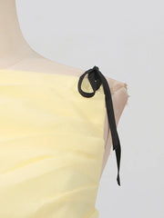 Yellow Sleeveless Tie Up Ruffled Mini Dress