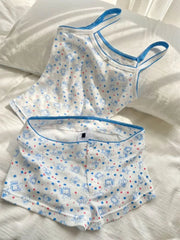 Printed Cami Top And Boxer Shorts Pj Set