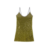 Strap Sequins Knitted Mini Dress