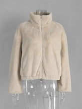 Teddy Faux Fur Zipper Crop Jacket