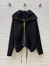 Gold Zipper Black Hoodie Jacket