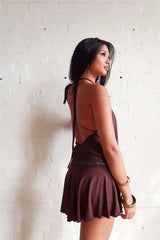 Puff Halter Frill Mini Dress