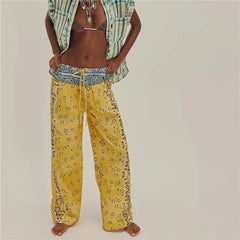 Floral High Waist Elastic Palazzo Pants