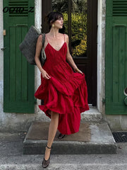 Sling V-neck A-line Long Dress