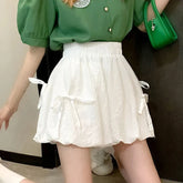 Bow Elastic Loose Bloomer Shorts