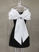 Black Off-shoulder Large Back Bow Mini Dress