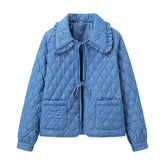 Blue Quilted Collar Jacket