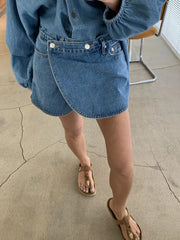 Denim Wrap Mini Skirt
