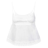 White Ruffle Trim Cami Babydoll Top