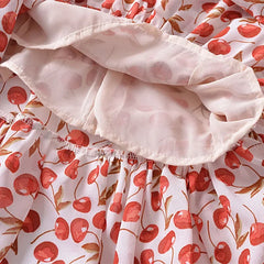 Cherry Print Strap Midi Dress