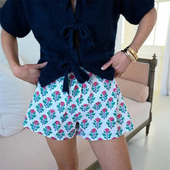 Bohemian Patterned Elastic Waist Lounge Shorts - Summer Comfort