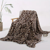 1pc Faux Rabbit Fur Leopard Print Double-layer Lunch Break Blanket, Sofa Couch Home Throw Blanket Nap Blanket
