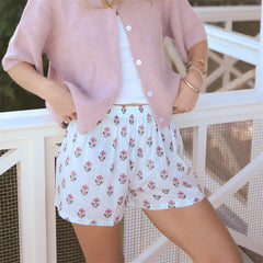 Bohemian Patterned Elastic Waist Lounge Shorts - Summer Comfort