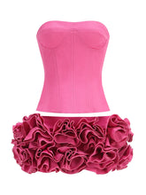 Corset Top And 3d Flower Micro Skirt Set