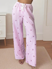 Chic High-Waist Striped Lounge Pants - Elastic Drawstring Detail