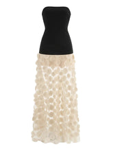 Black Strapless Dot Mesh Long Dress �A-Line Empire Waist