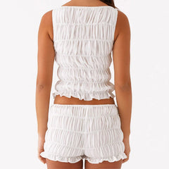 Ruched Tank Top And Shorts Set