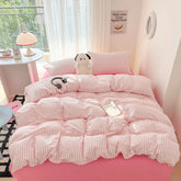 Stripe Style Duvet Cover Pillowcase with Bedsheet Soft Bed Linen Sets Skin-friendly Bedding Set for Home