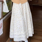 White Floral Midi Skirt - Casual A-Line