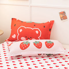 Strawberry Bedding Set Double Sheet Soft 3/4pcs Bed Sheet Set Duvet Cover Queen King Size Comforter Sets For Home For Child