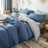 INS White And Blue Grey Solid Color Bedding Set Flat Bed Sheet Duvet Cover Double Full Queen King Bedclothes Pure Bedroom Linen