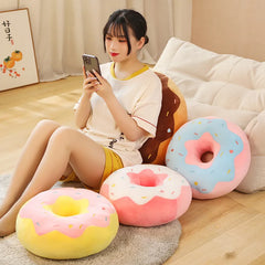 Candy Colors Donut Plush Pillow Floor Chair Round Sitting Seat Cushion Soft Creative Snack Food Throw Pillow For Kids Birthday