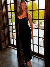 Solid Halter Bandage Maxi Dress