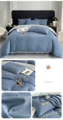 100% Cotton Plaid Geometric Bedding Set Knit Bed Linens Sheet Pillowcase Home Textile Soft Bed Linen