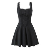 Square Neck Strap Mini Dress