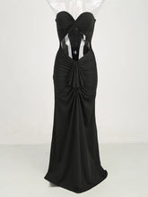 Black Twisted Cut-Out Strapless Maxi Dress