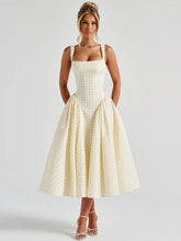 Plaid Printed Corset A-line Maxi Dress