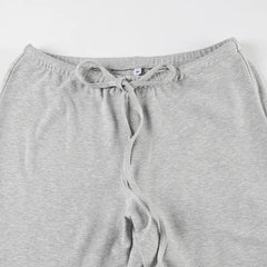 Solid Wrap Around Top And Drawstring Pants Set