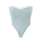 Grey Frill Trim Corset Top