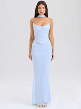 Corset Top With Long Scarves And Body-con Midi Skirt Set