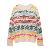 Colorful Jacquard Knitted Sweater