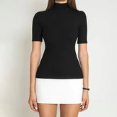 Black And White Contrast High Neck Mini Dress