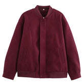 Burgundy Solid Baseball Jacket