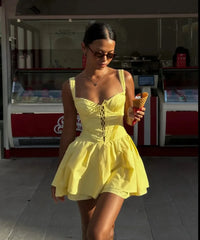 Lace-Up Corset Mini Dress