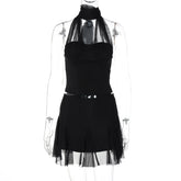 Scarf Halter Corset Top And Mini Skirt Set