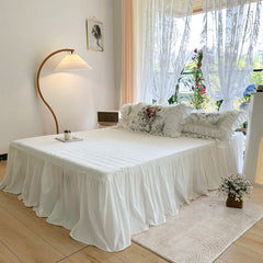 100% Cotton Korean Princess Style Flowers Lace Ruffles Bedding Set Duvet Cover Set Bed Sheet/Fitted Sheet/Bed Skirt Pillowcases