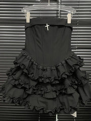 Strapless Multilayer Ruffles Mini Dress