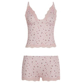 Pink Cami Printed Top And Shorts Pj Sets