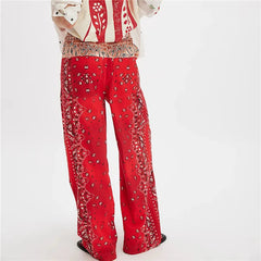 Floral High Waist Elastic Palazzo Pants