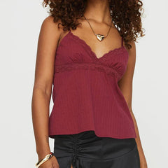 Babydoll Lace Trim Spaghetti Strap Top