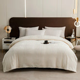 Home Soft Striped Throw Blanket for Couch, Warm Luxurious Faux Rabbit Fur Blanket, Cozy Fluffy Plush Blanket for Sofa Chair Bed