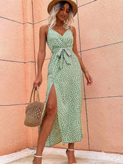 Renny Side Slit Sleeveless Floral Dress