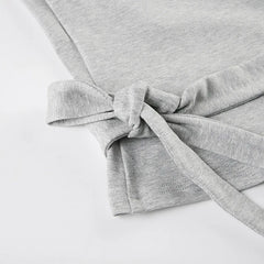 Solid Wrap Around Top And Drawstring Pants Set